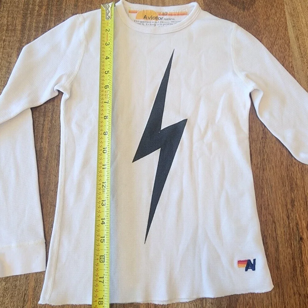 Aviator Nation Shirt Pants Set Kids 10 White Gray Lightningbolt 2 Piece Outfit